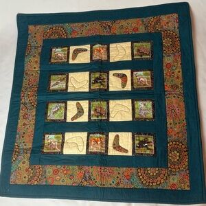 Hand Made Patchwork Quilt Wall Hanging Australia Animals Boomerang 37”x39”